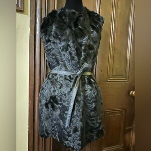Saks Fifth Avenue - Black Kalgan Lamb Fur Vest Medium